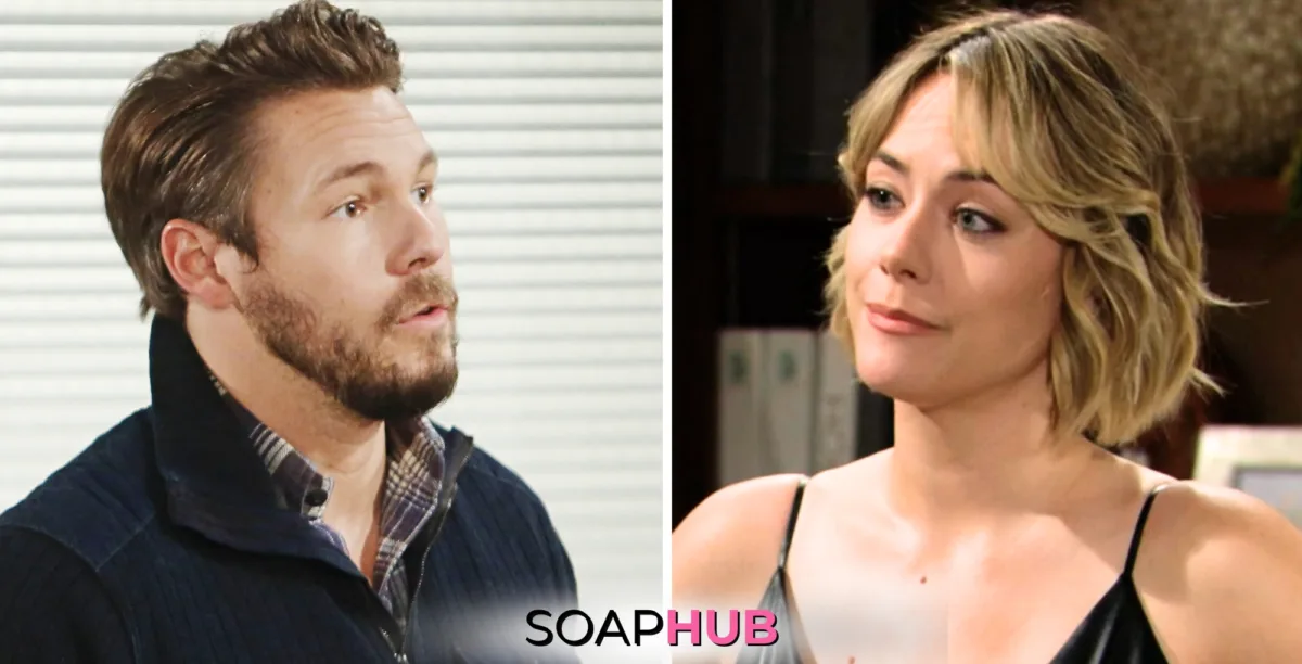 Image of Bold and Beautiful's Liam and Hope with the Soap Hub logo.