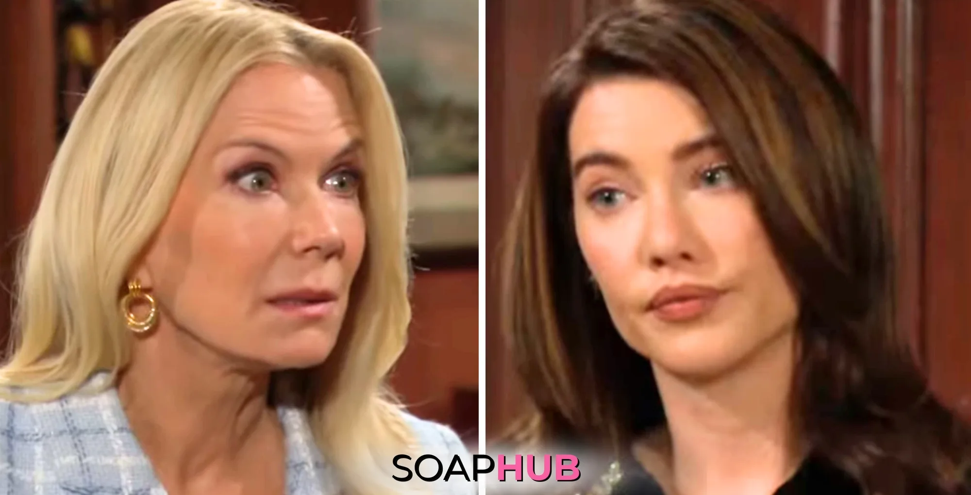 Bold and Beautiful's Steffy and Brooke on October 10 with Soap Hub logo.