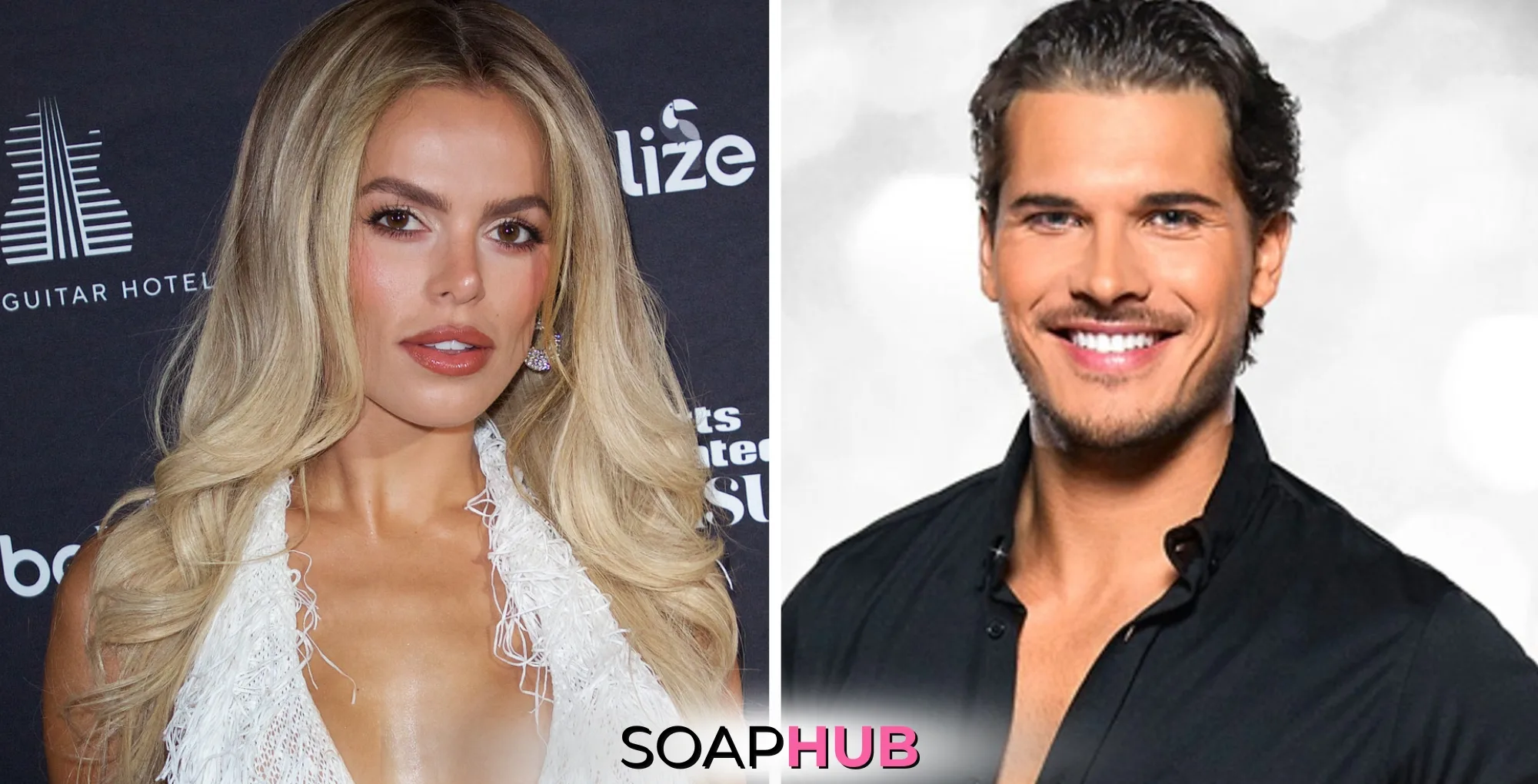 Image of Dancing with the Stars Brooks Nader and Gleb Savchenko with the Soap Hub logo.