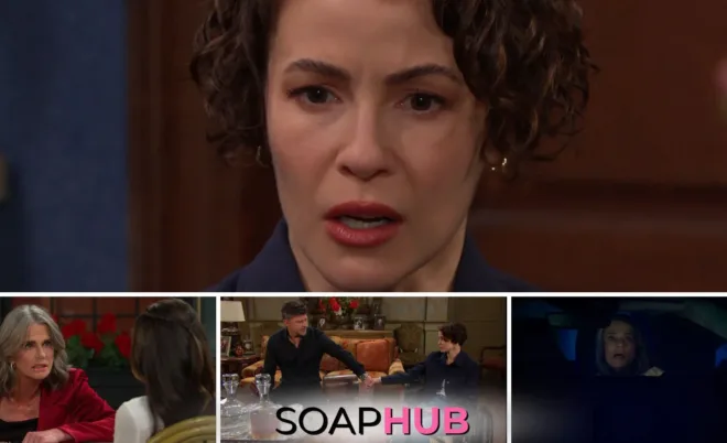 Collage of the Friday October 11 episode of Days of Our Lives, with Soap Hub Logo