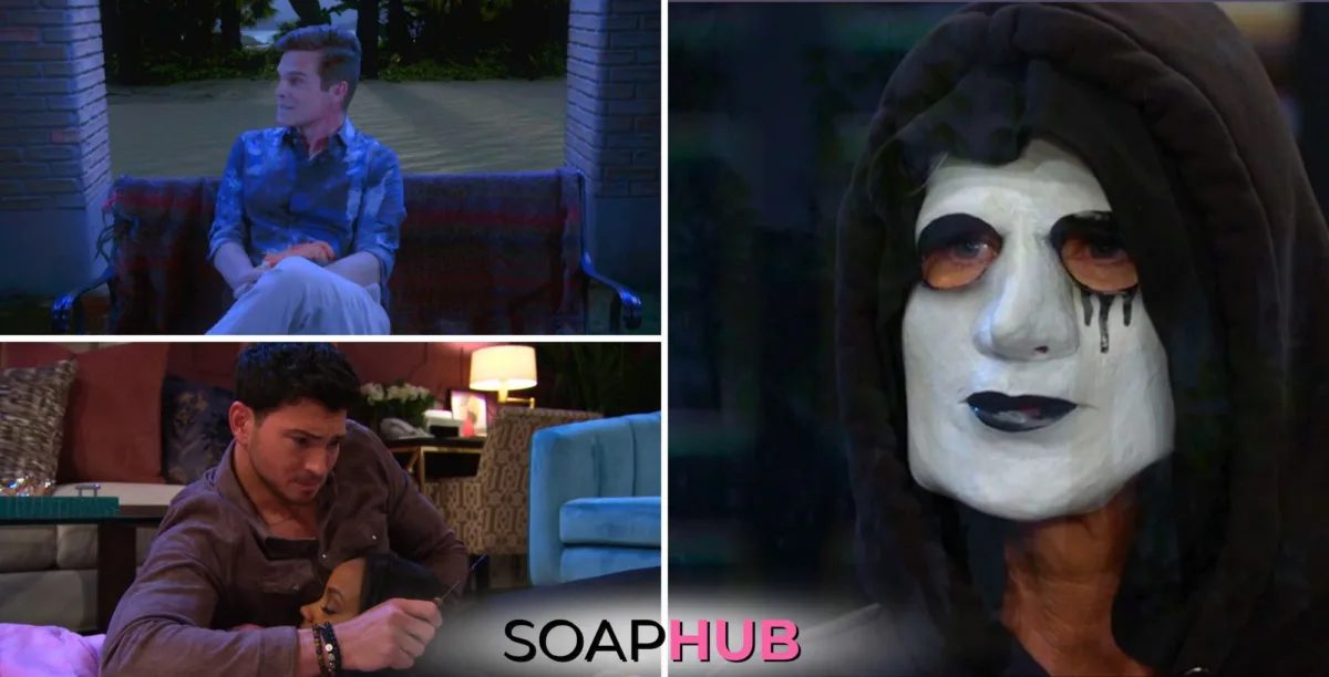 Days of our Lives recap photos for October 31 feature Leo, Alex, Chanel, and the Pineview Plunger, with soap hub logo