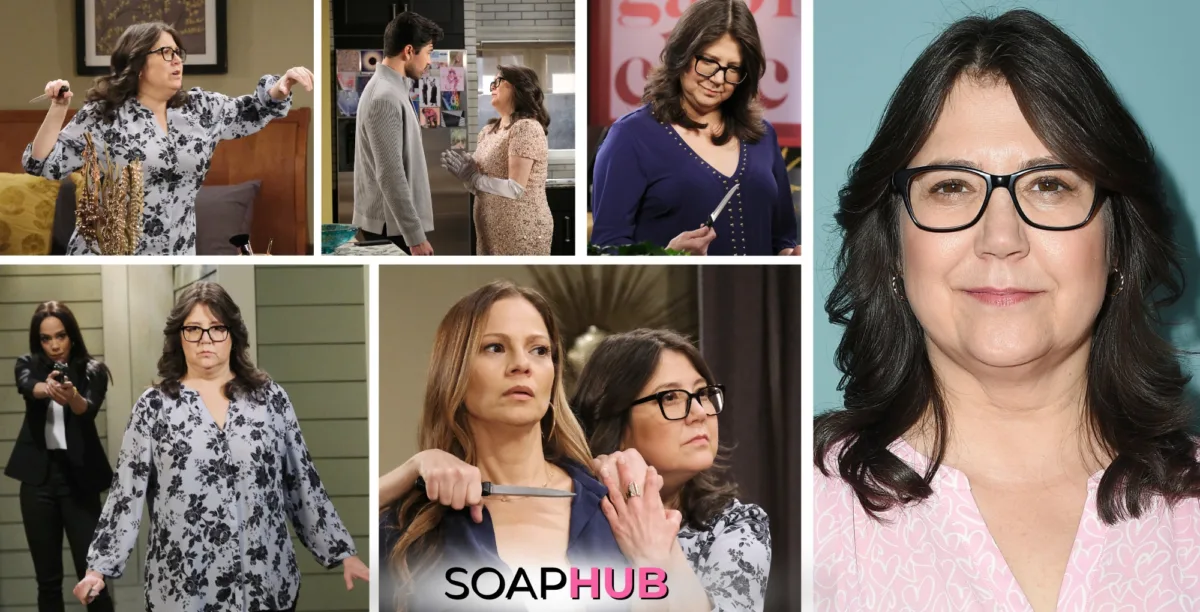 Days of Our Lives' Julie Dove with the Soap Hub logo across the bottom.