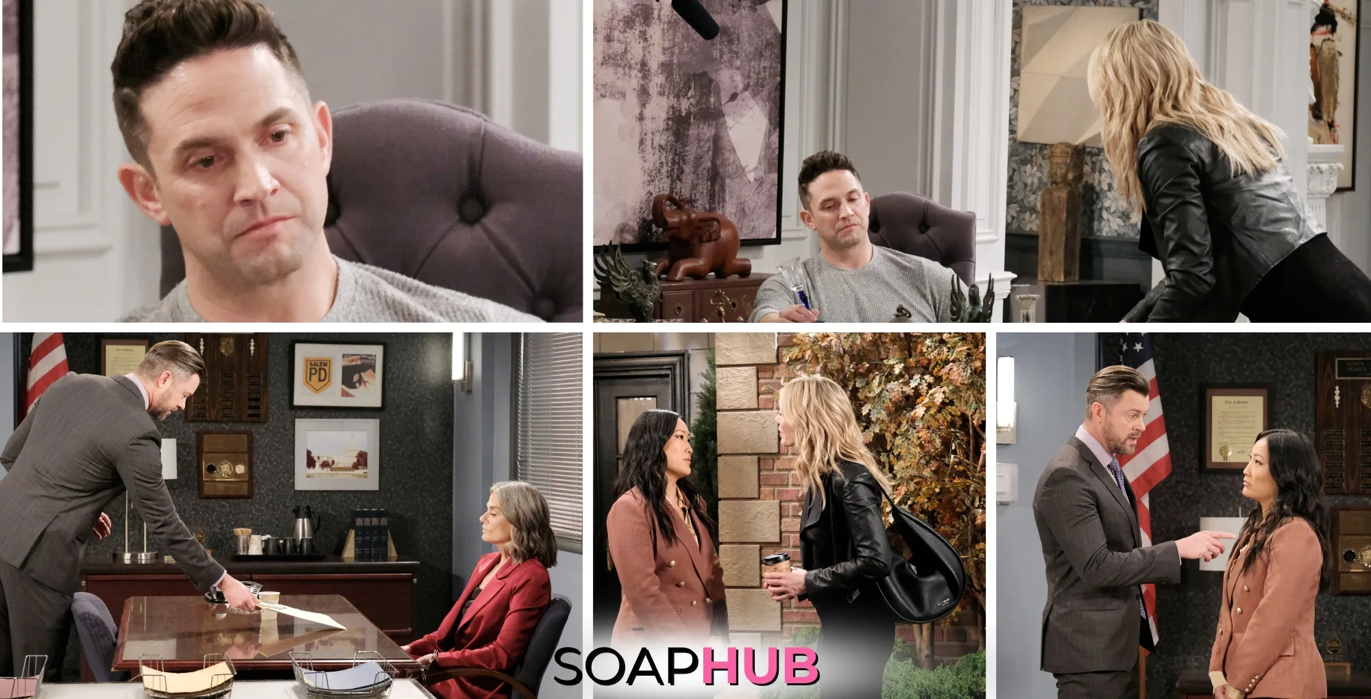 Days of our Lives spoiler photos for the October 25, 2024 episode with the Soap Hub logo across the bottom.