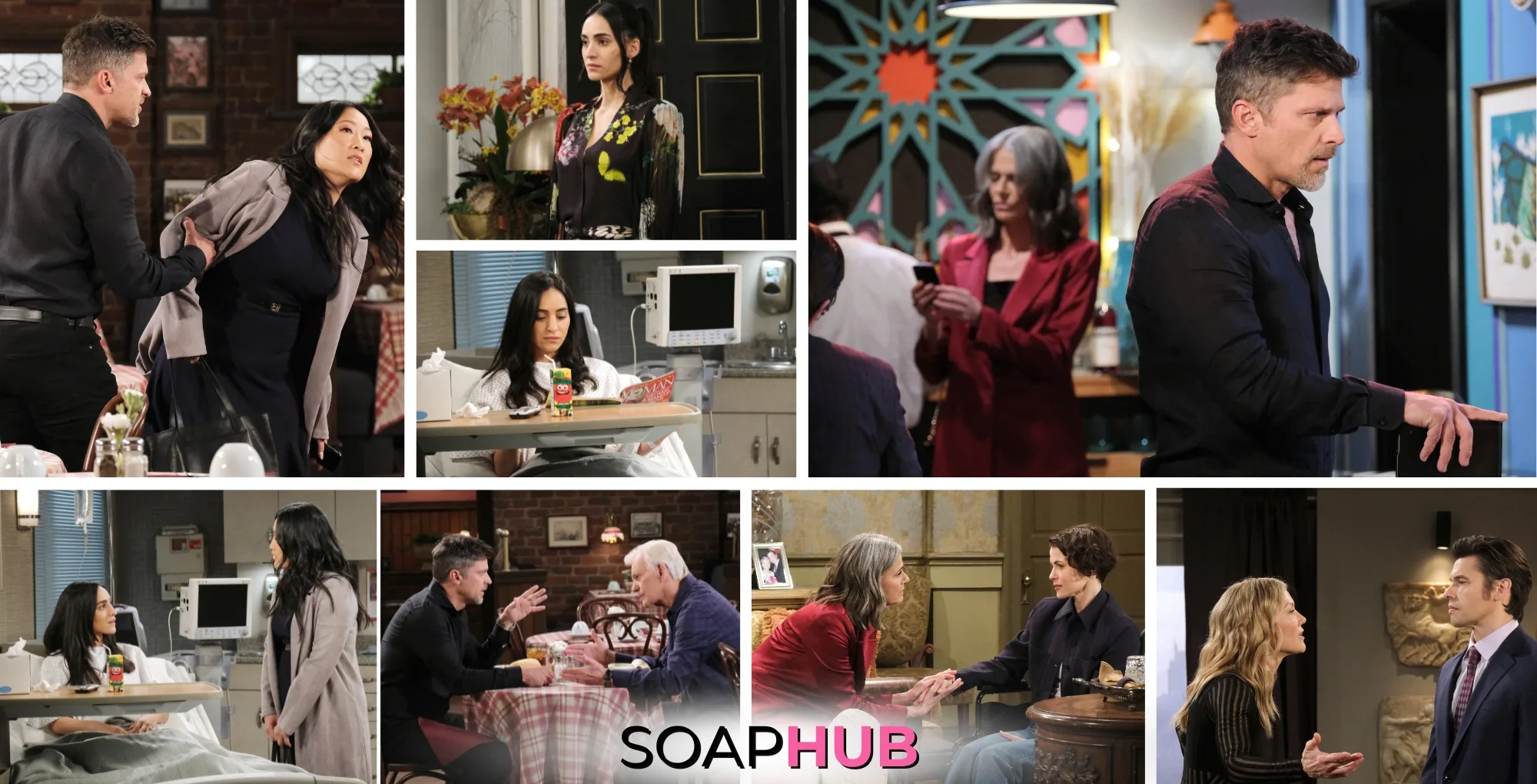 Days of our Lives spoiler photos for the October 9, 2024 episode with the Soap Hub logo across the bottom.