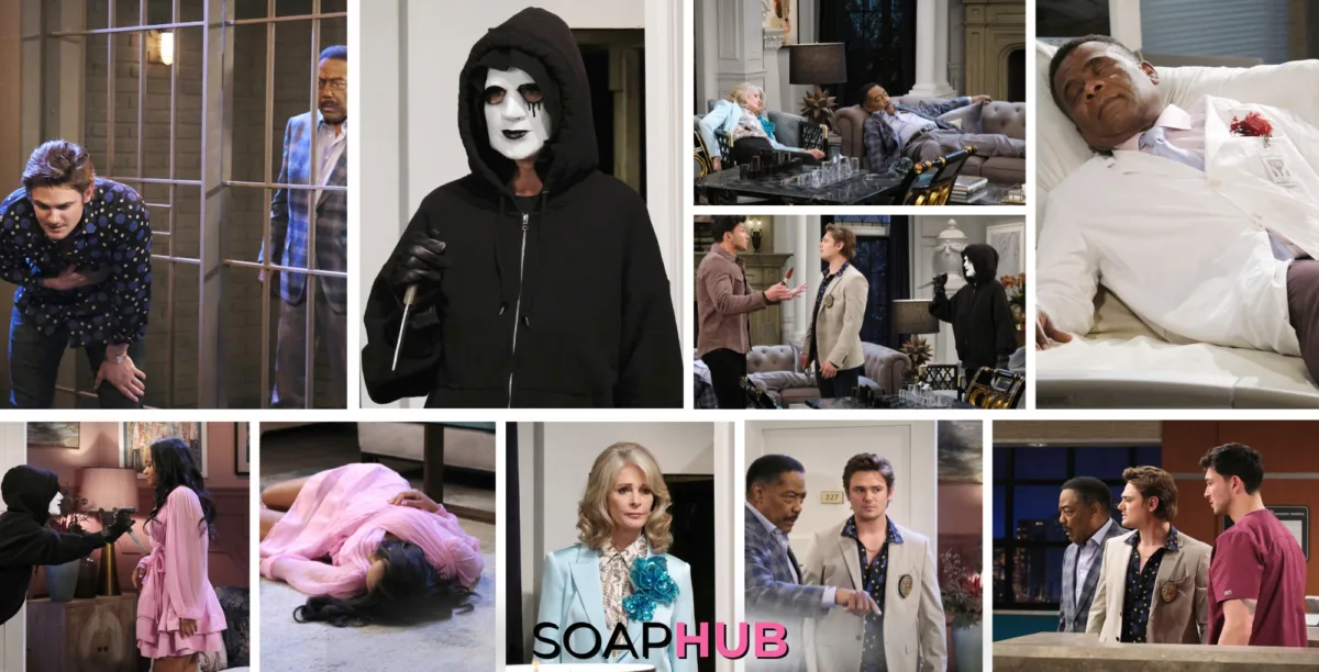 Days of our Lives spoiler photos for the October 31, 2024 episode with the Soap Hub logo across the bottom.