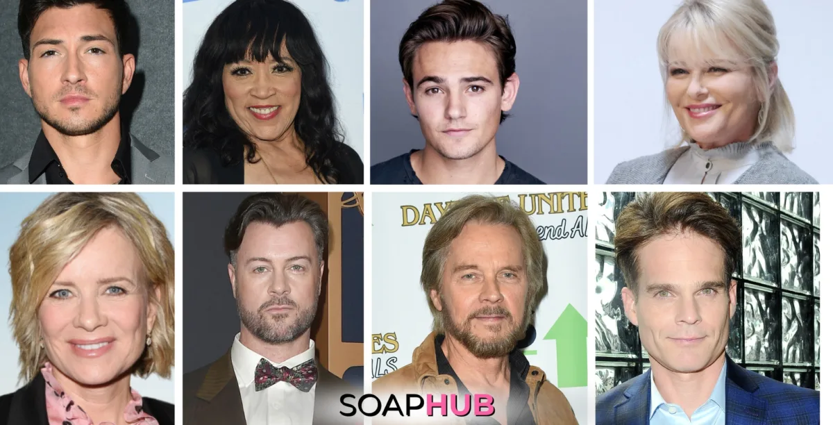 The cast of Days of Our Lives with the Soap Hub logo across the bottom.