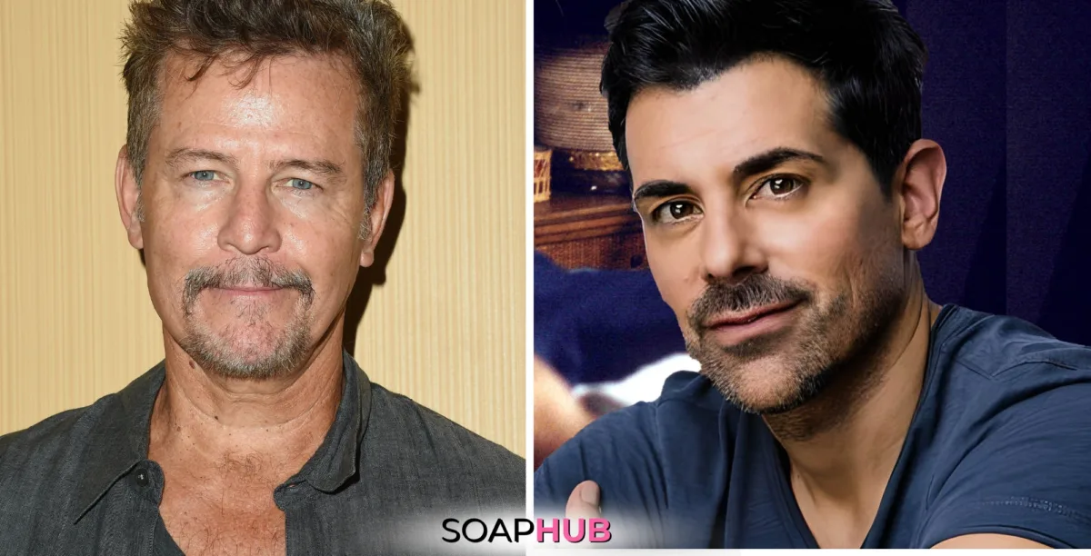 General Hospital's Adam Huss and alum Ted King with the Soap Hub logo across the bottom.