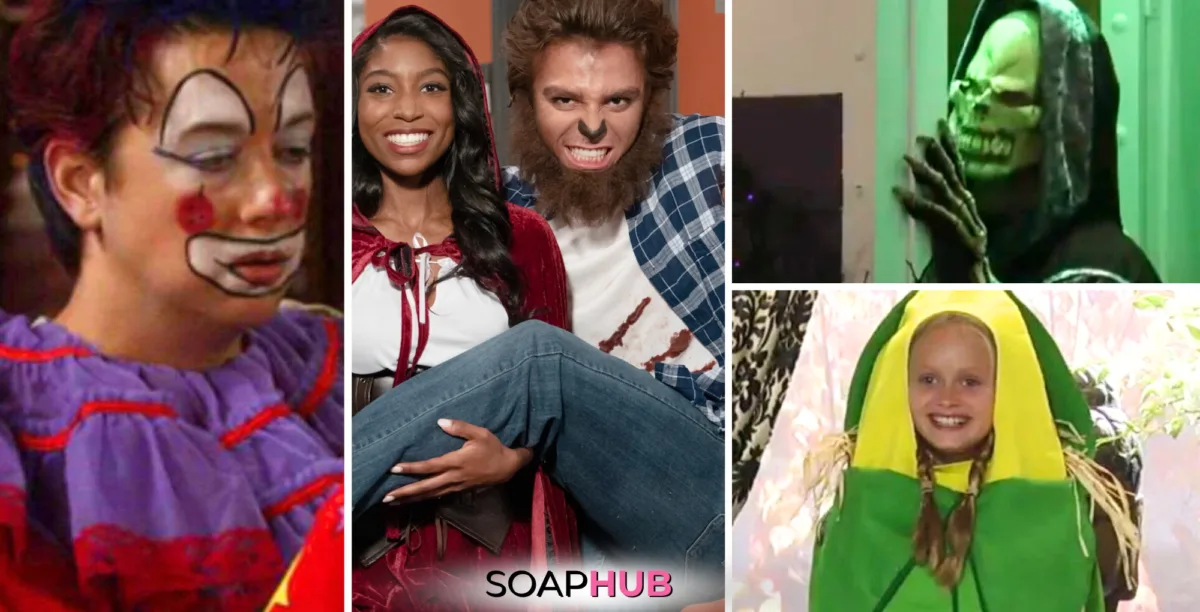 Halloween costumes on General Hospital with the Soap Hub logo across the bottom.