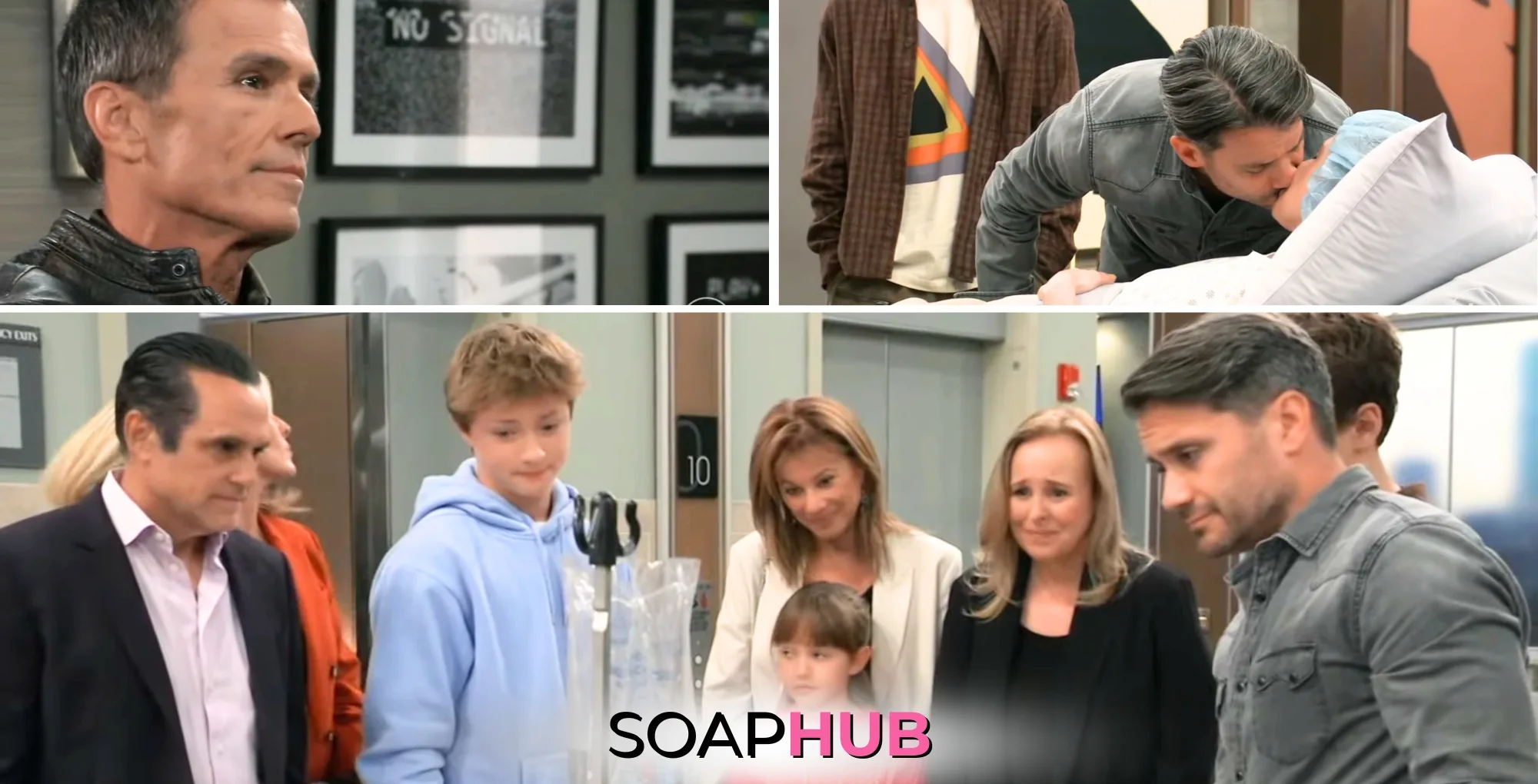 Steve, Dante, and Sam on the October 24, 2024 episode of General Hospital with the Soap Hub logo across the bottom.