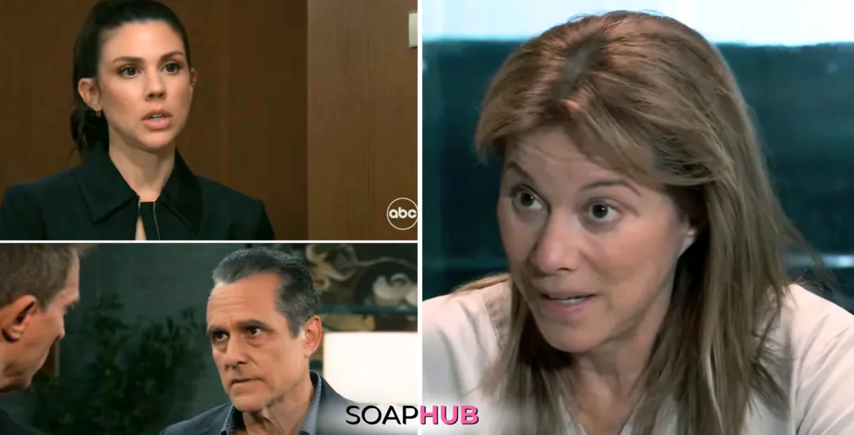 Kristina, Jason, Sonny, and Alexis on the October 9, 2024 episode of General Hospital with the Soap Hub logo across the bottom.