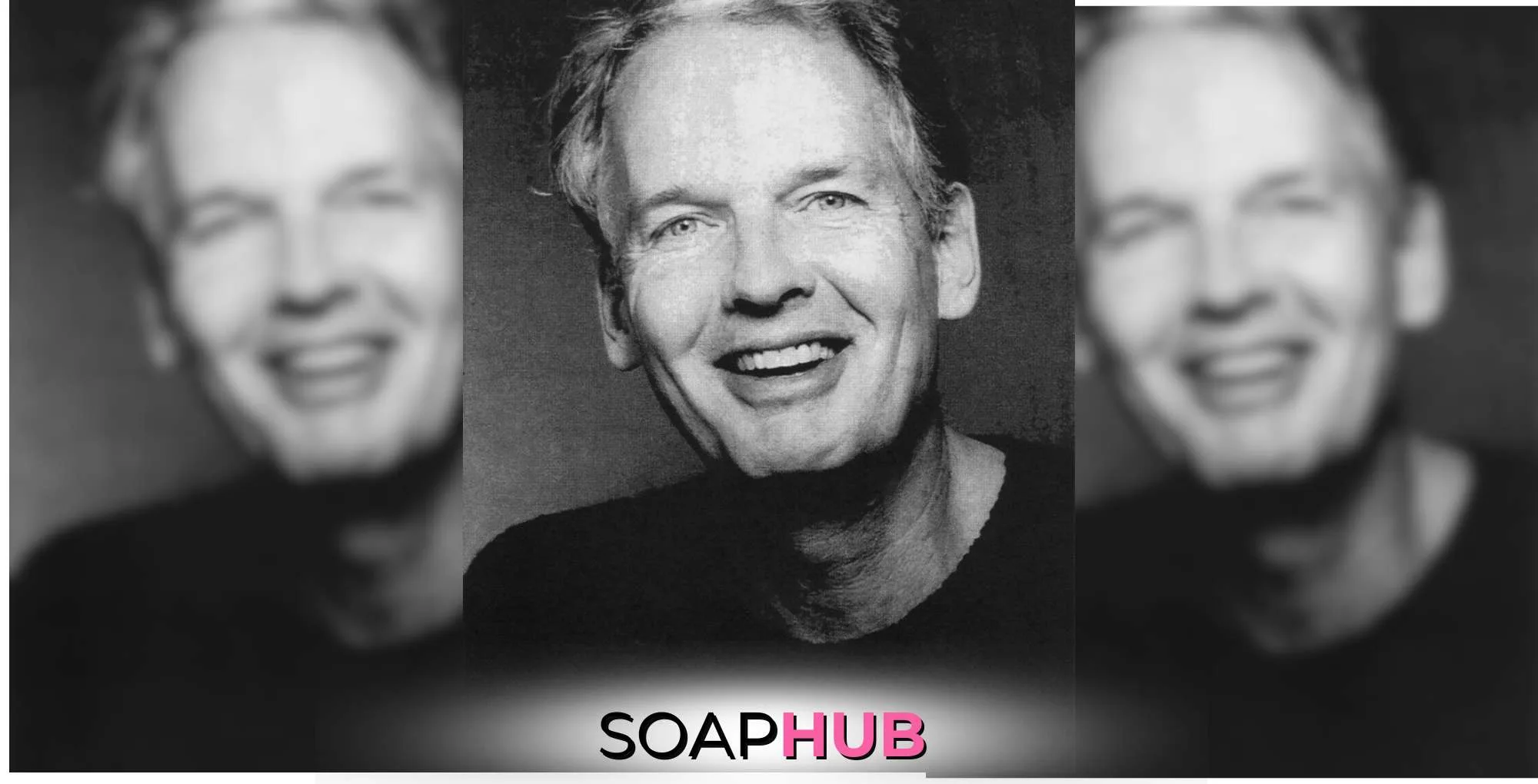 General Hospital alum Nicholas Pryor with the Soap Hub logo.