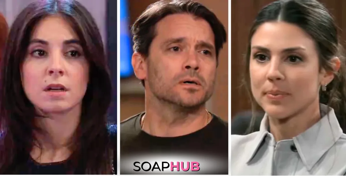 General Hospital spoilers for Friday, November 1, 2024, featuring Molly, Dante, and Kristina, with the Soap Hub logo