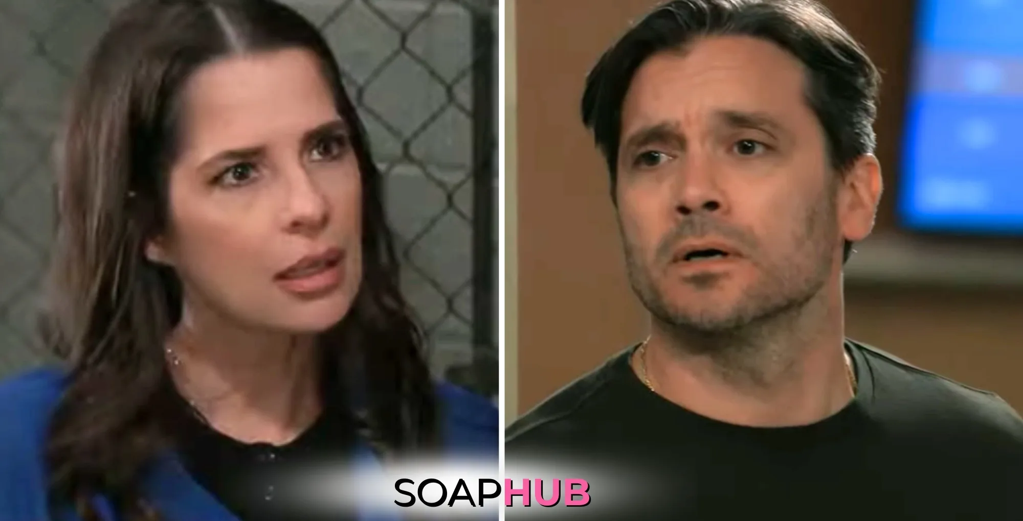 General Hospital spoilers for Thursday, October 17, 2024, featuring Sam and Dante, with the Soap Hub logo