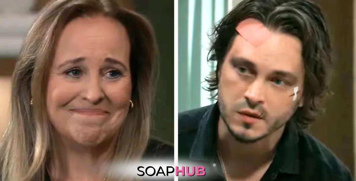 General Hospital spoilers for Thursday, October 10, 2024, featuring a Laura and Lucky, with the Soap Hub logo