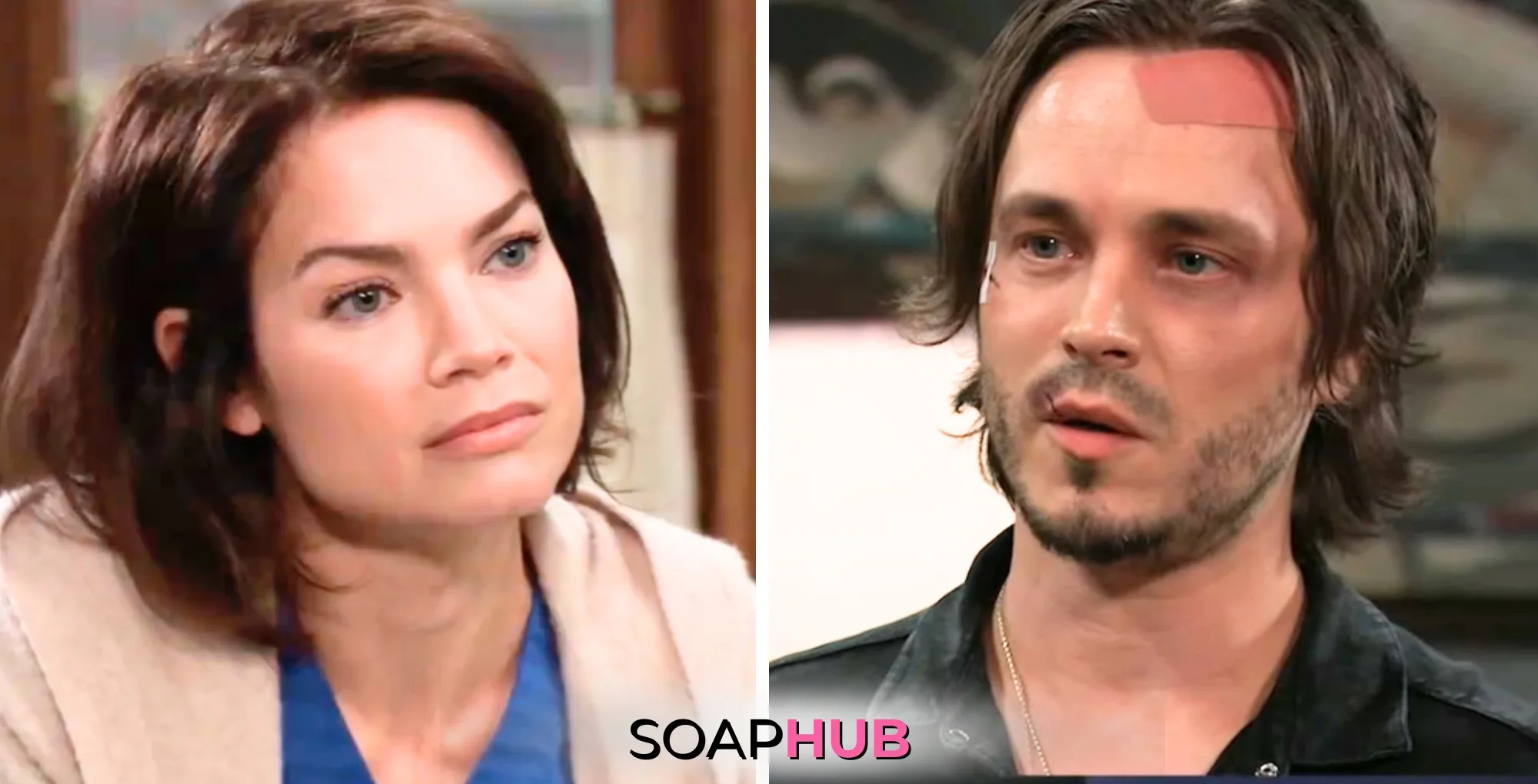 General Hospital spoilers for Tuesday, October 9, 2024, featuring Liz and Lucky, with the Soap Hub logo