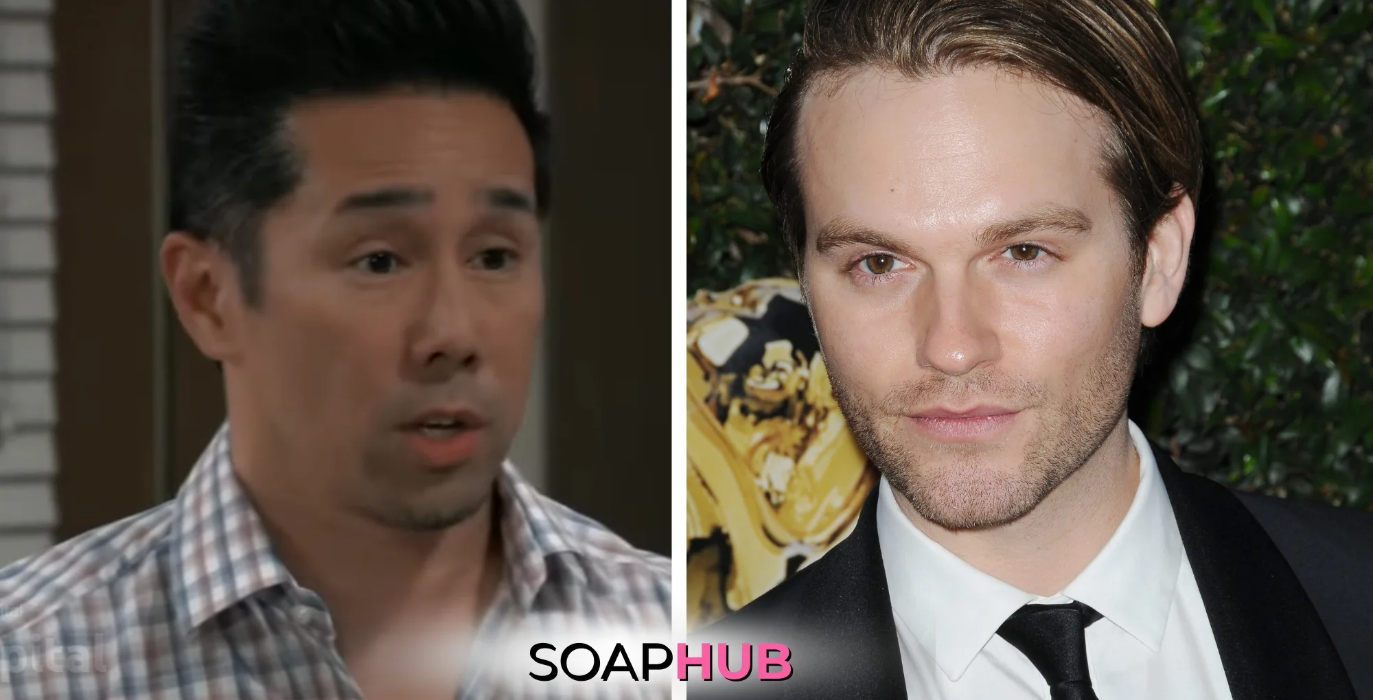 General Hospital spoilers for Friday, October 4, 2024, featuring a returned Lucas and Brad, with the Soap Hub logo