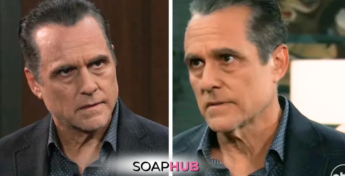 General Hospital spoilers for Friday, October 11, 2024, featuring Sonny, with the Soap Hub logo