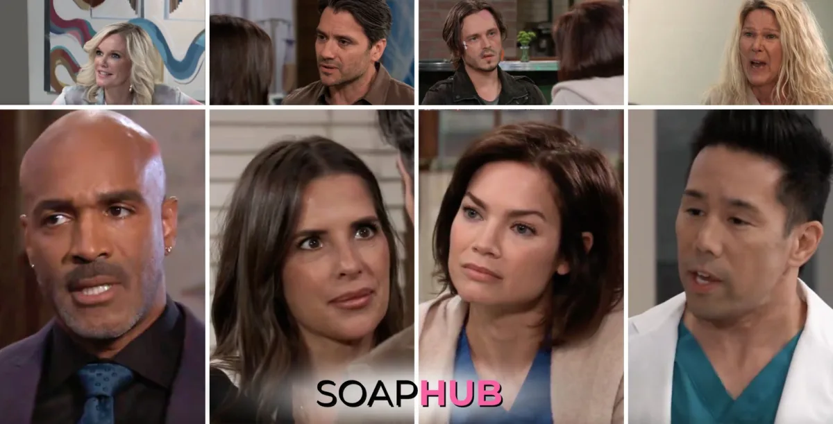 General Hospital preview collage for Thursday, October 3, 2024, episode, with the Soap Hub logo