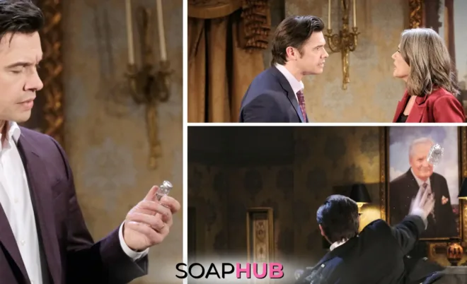 Collage for Days of Our Lives's Paul Telfer, who is the show's Performer of the Month for October, with Soap Hub logo