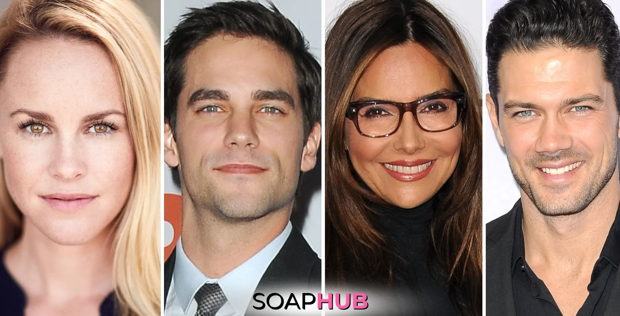 Julie Berman, Brant Daugherty, Vanessa Marcil, and Ryan Paevey with the Soap Hub logo across the bottom.