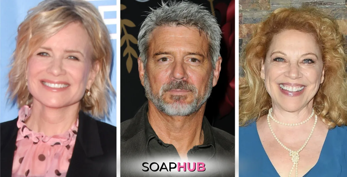 Images of Mary Beth Evans, Christopher Cousins and Kathleen Gati, with Soap Hub Logo