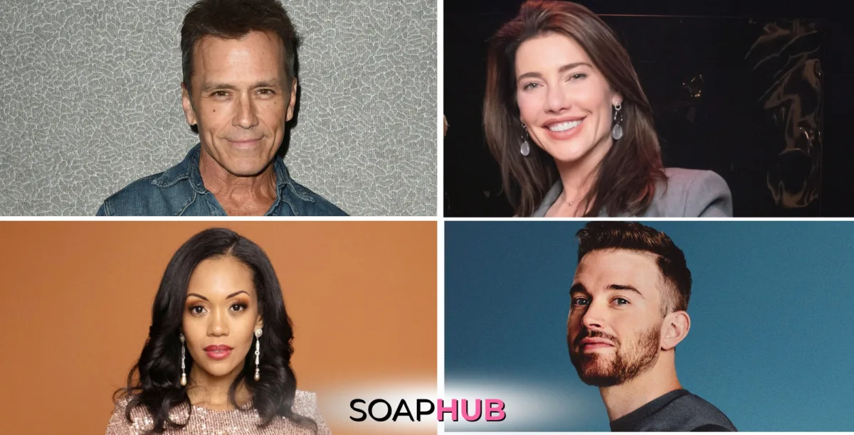 Scott Reeves, Jacqueline MacInnes Wood, Mishael Morgan, and Chandler Massey with the Soap Hub logo across the bottom.