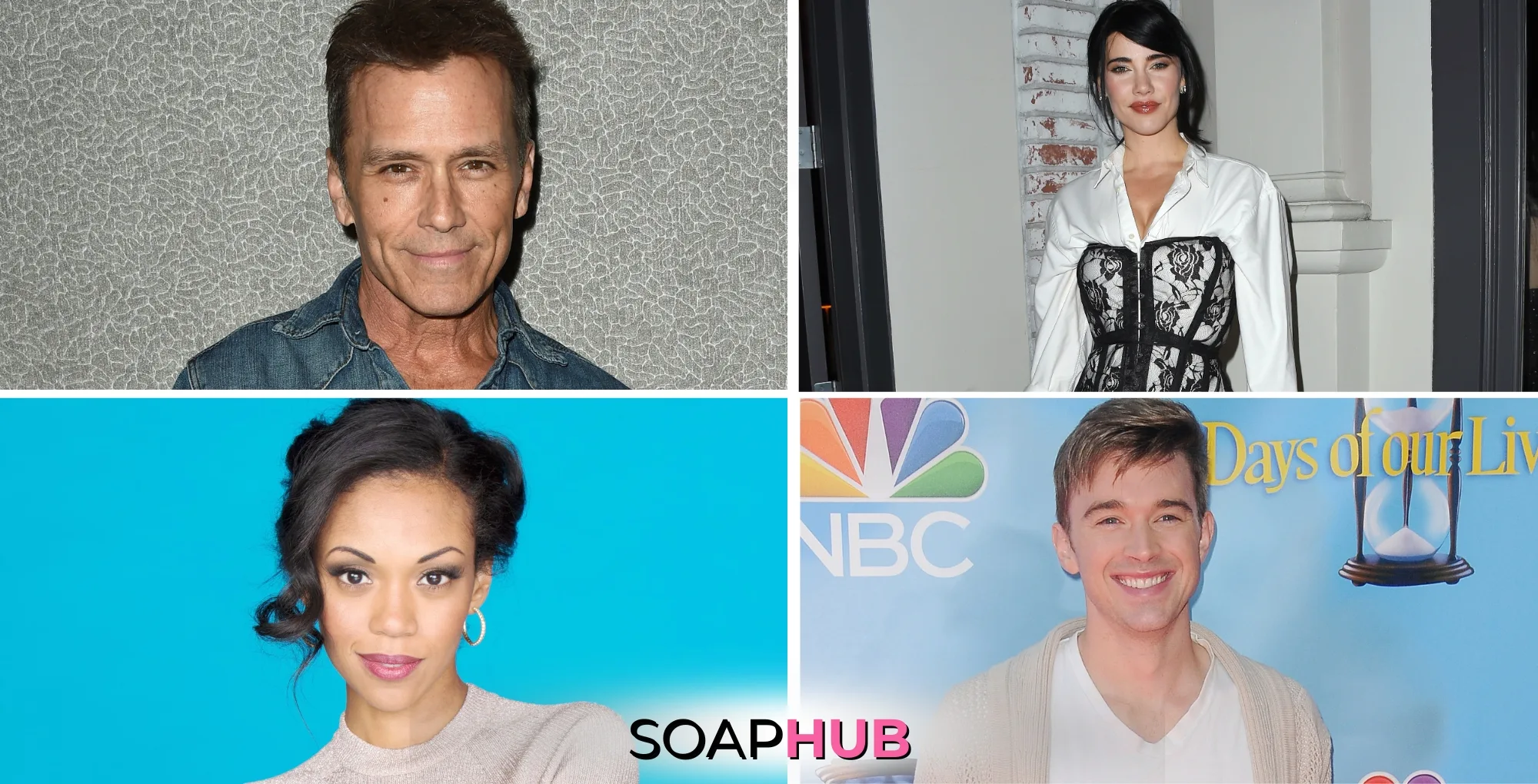 Scott Reeves, Jacqueline MacInnes Wood, Mishael Morgan, and Chandler Massey with the Soap Hub logo across the bottom.