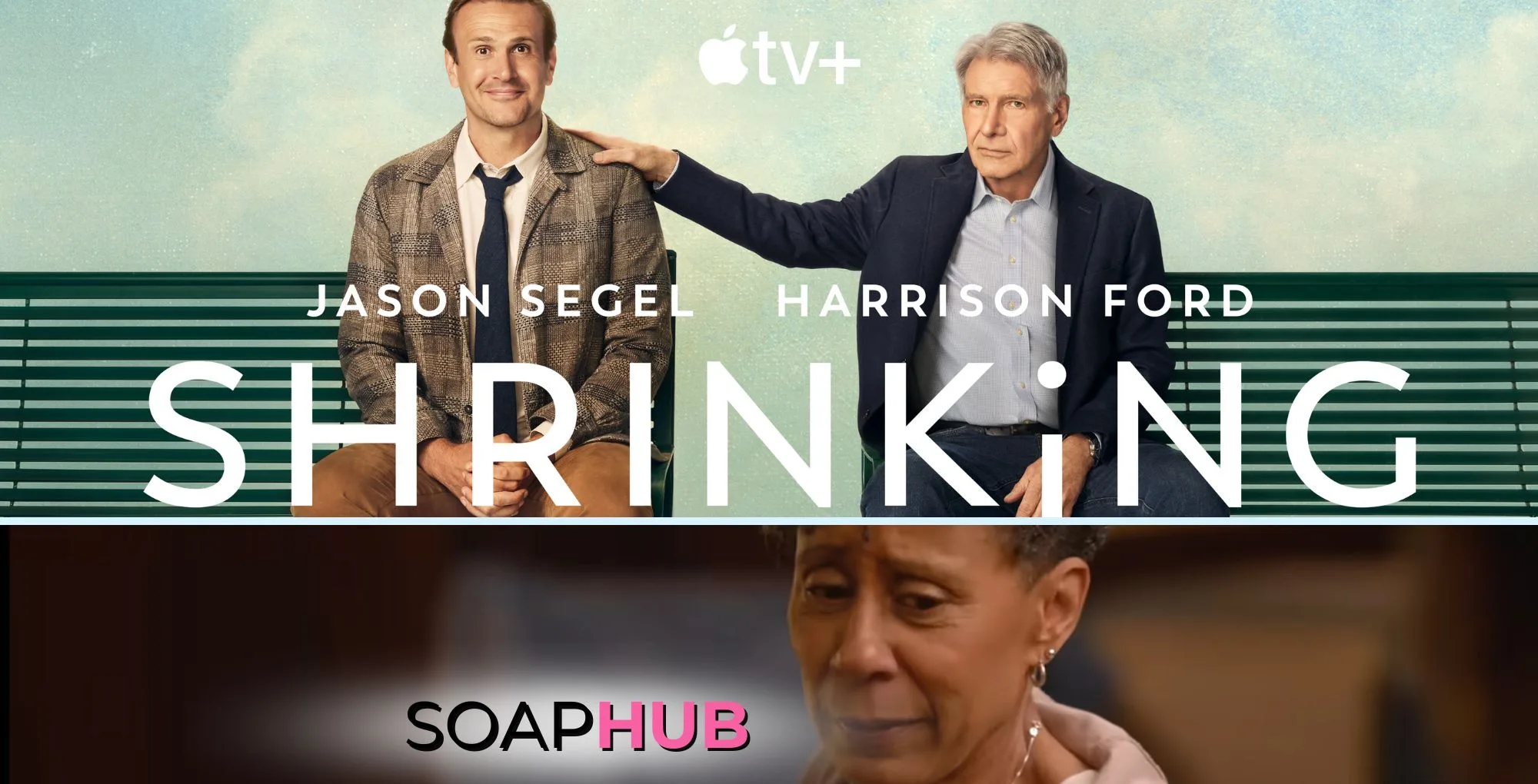 Image of Shrinking key art plus Vernee Watson, who appears in the S2 trailer, with Soap Hub Logo