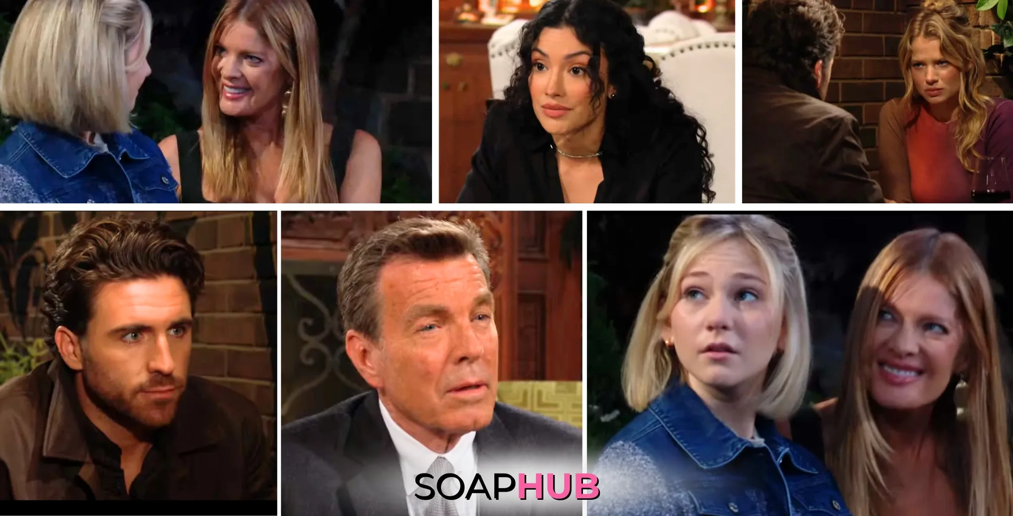 The Young and the Restless characters Lucy, Phyllis, Audra, Summer, Chance, and Jack; with the Soap Hug logo.