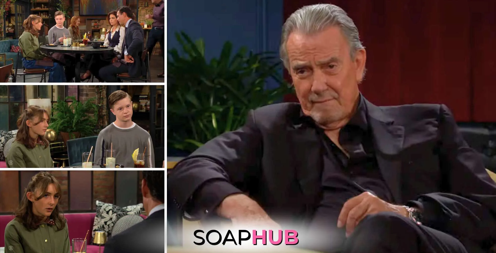 Young and the Restless October 3 Victor, Katie, Johnny, Victoria, and Billy with the Soap Hub logo.