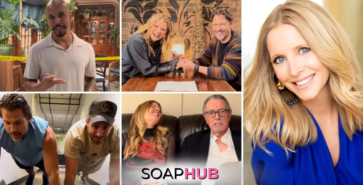 The Young and the Restless Lauralee Bell and cast with the Soap Hub logo.