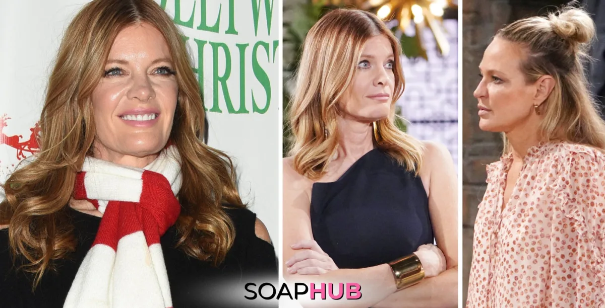 Image of Michelle Stafford, Phyllis and Sharon on the Young and the Restless with the Soap Hub logo.