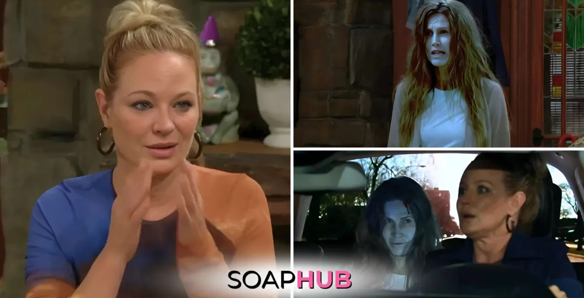 Young and the Restless October 31 with Sharon and Heather and the Soap Hub logo.