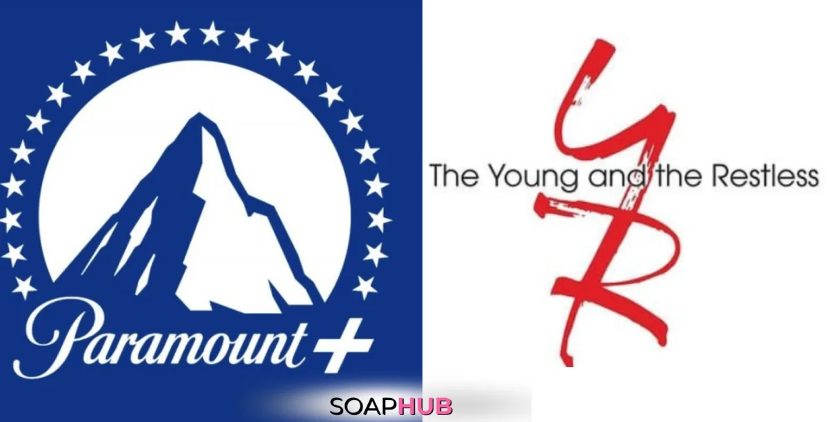 The Paramount+ and Young and the Restless logos with the soap hub logo across the bottom.