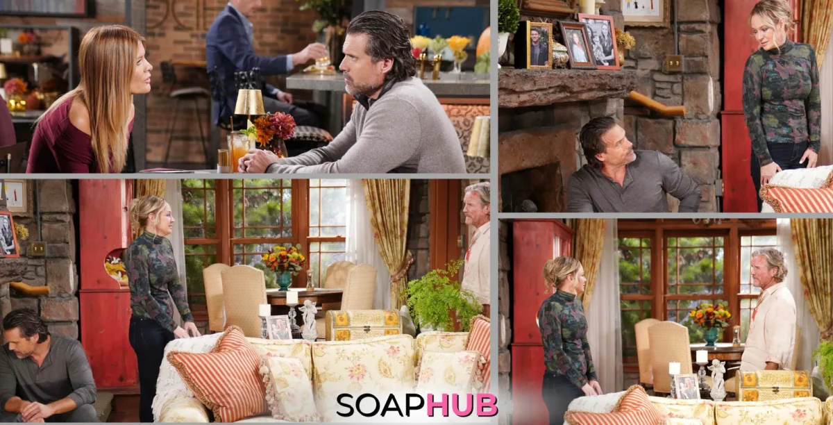 Young and the Restless Spoilers Preview October 23 with the Soap Hub logo.