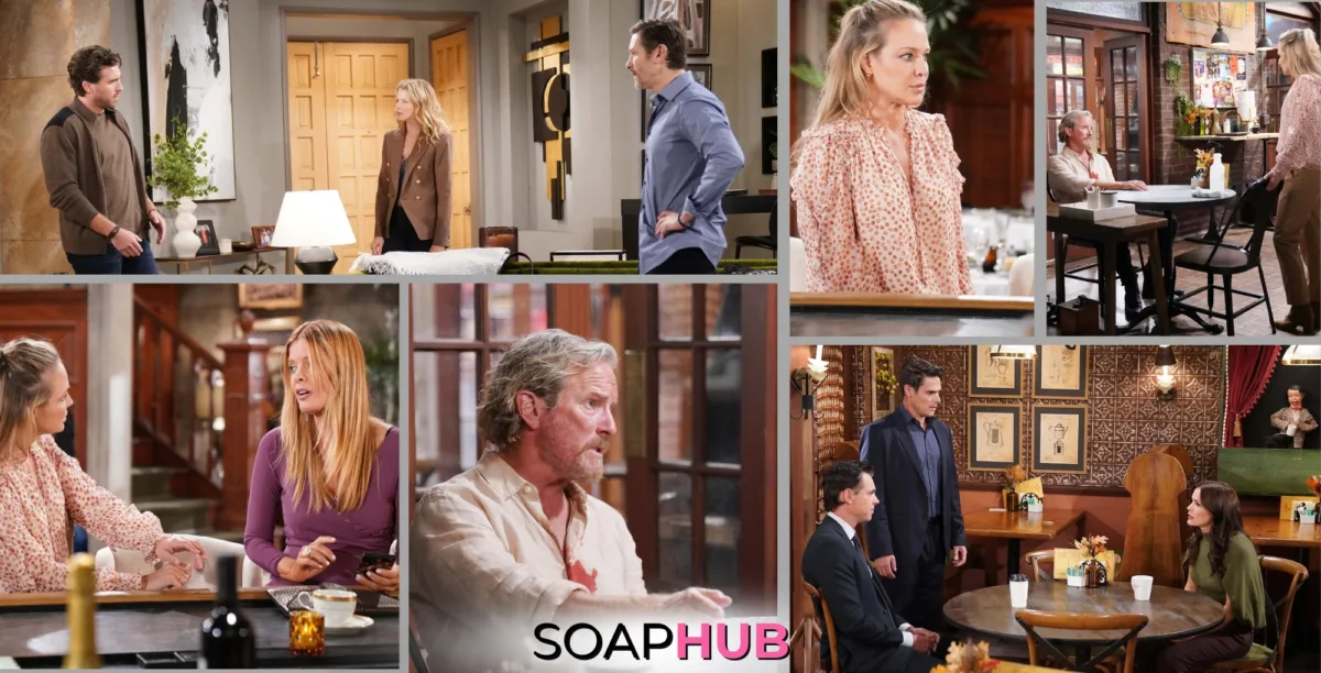 Young and the Restless Spoilers preview for October 4 with the Soap Hub logo.