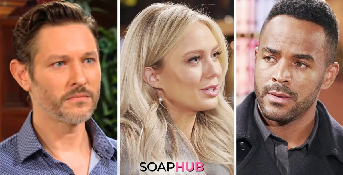 Young and the Restless Spoilers Weekly Update October 7-11 with Daniel, Abby, and Nate and the Soap Hub logo.