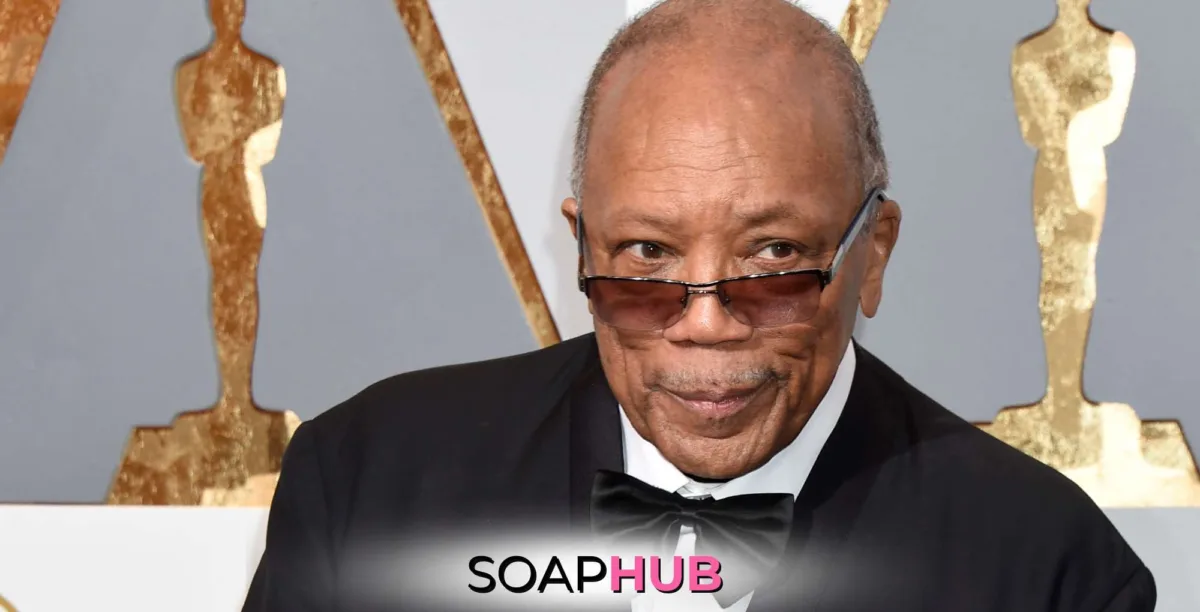 Quincy Jones with the Soap Hub logo.