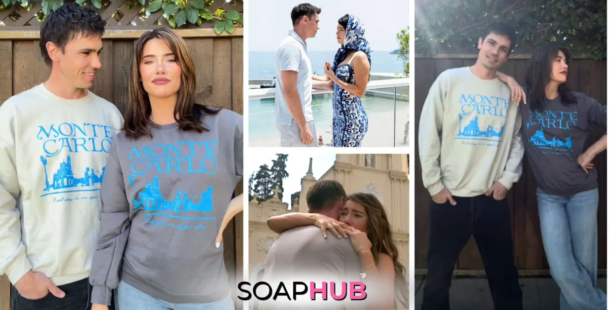 The Bold and the Beautiful Tanner Novlan, Jacqueline MacInnes Wood, Steffy, Finn, Sinn Merchandise and the Soap Hub logo.