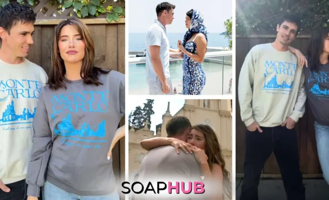 The Bold and the Beautiful Tanner Novlan, Jacqueline MacInnes Wood, Steffy, Finn, Sinn Merchandise and the Soap Hub logo.