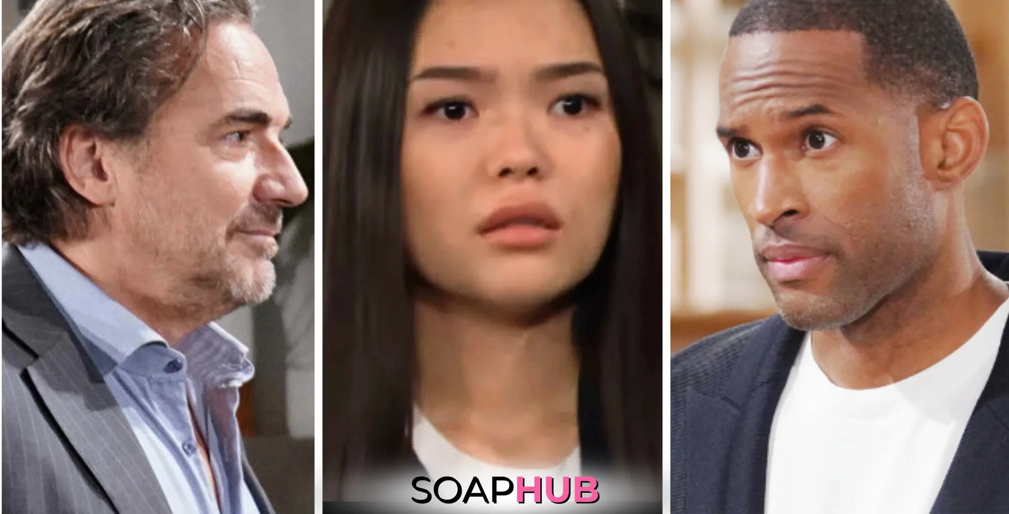 Bold and the Beautiful Spoilers Weekly Update November 4-8 Ridge, Luna, and Carter with the Soap Hub logo.