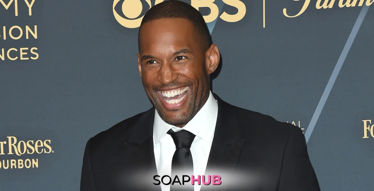 The Bold and the Beautiful's Lawrence Saint-Victor with the Soap Hub logo across the bottom.