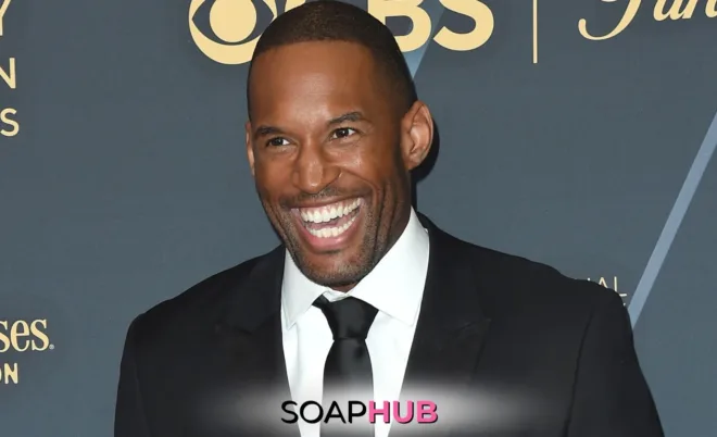 The Bold and the Beautiful's Lawrence Saint-Victor with the Soap Hub logo across the bottom.