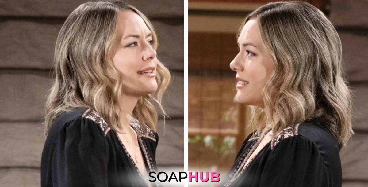 Bold and the Beautiful's Hope with the Soap Hub logo.