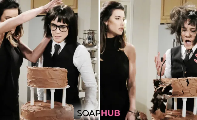 Image of Young and the Restless' Steffy and Sally with the Soap Hub logo.