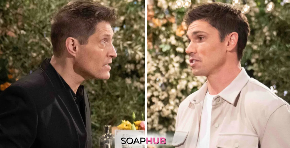 Bold and the Beautiful Spoilers for Thursday, November 14 Episode 9403 Feature Deacon and Finn with the Soap Hub Logo Across the Bottom.