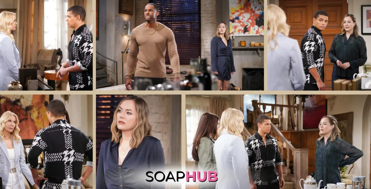 Bold and the Beautiful Spoilers Preview November 7 with the Soap Hub logo.