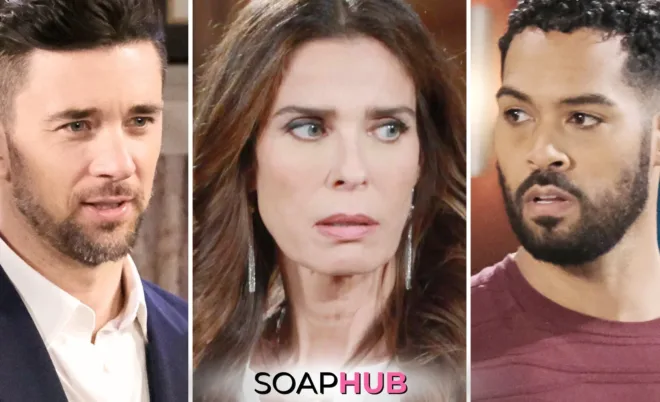 Chad, Hope, and Eli on Days of our Lives with the Soap Hub logo across the bottom.