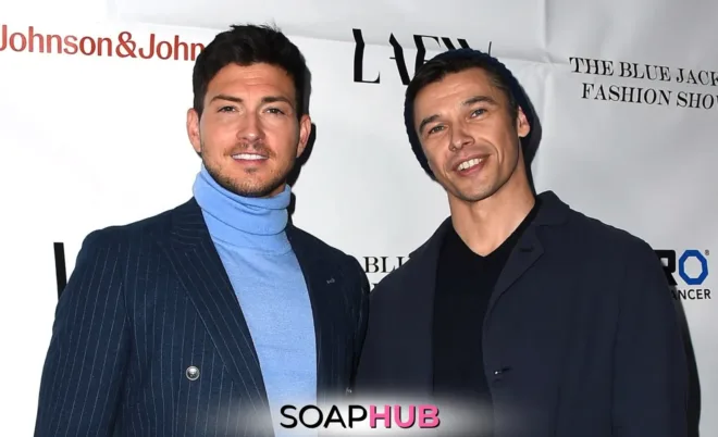 Days of Our Lives' Robert Scott Wilson and Paul Telfer with the Soap Hub logo across the bottom.