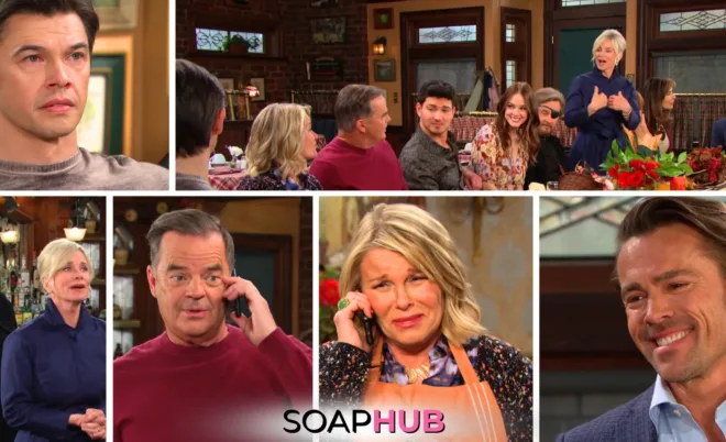 Collage of the Tuesday, November 26 episode of Days of Our Lives, with soap hub logo